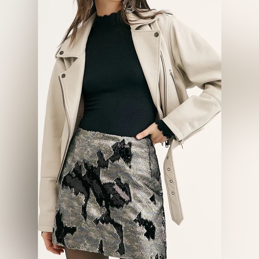 Free People Sequin Camo Mini Skirt